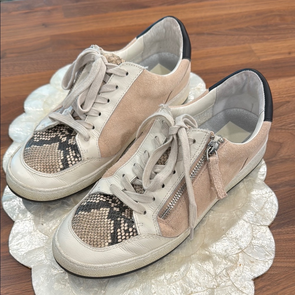 Dolce Vita Fashion Sneakers baby pink suede and snakeskin